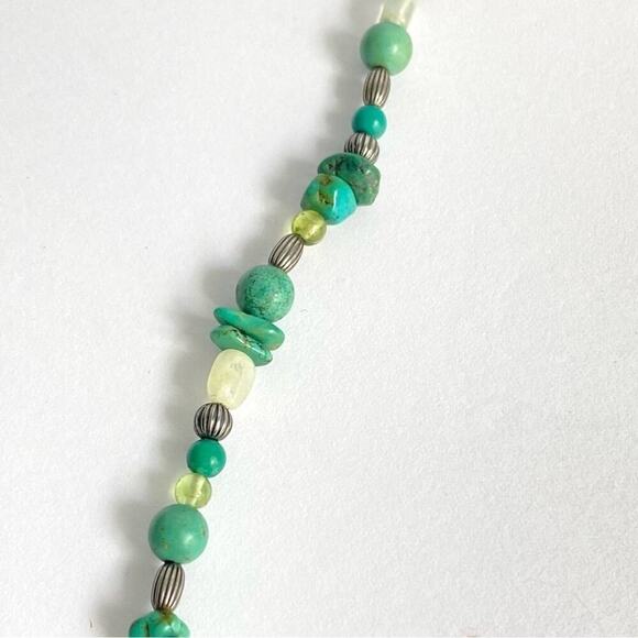 Carolyn Pollack Turquoise Nugget Necklace Gemstone Bead Sterling Silver 16” 20” - Picture 4 of 8